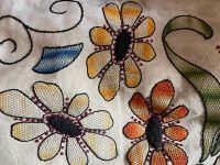 Antique French Hand Embellished with Flowers Pillow Cushion Couch Bed Chair or Sofa circa 1910-20's