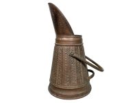 Vintage French Copper Brass Metal Coal Shuttle Bucket Fireplace Fire Place Furniture Umbrella Stick Stand c1960-70's