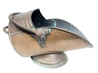 Vintage French Iron Copper Brass Metal Coal Shuttle Bucket Fireplace Fire Place Furniture Umbrella Stick Stand c1950-60's