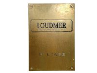 Vintage French Large Loudmer Commissaires Priseurs Paris Auction House Plaque Large Brass Wall Mounted Address Plate circa 1950-60's