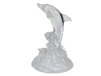 Vintage French Solid Glass Dolphin Decorative Ornament Figurine Decor c1980-90's