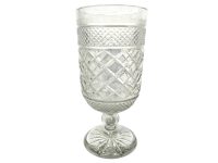 Vintage French G;ass Crystal Flower Vase Large Heavy Clear Glass Storage Ornament Decor Design c1970-80's