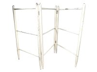 Vintage French White Painted Shabby Chic Wooden Towel Dish Cloth Clothes Rail Rack Hanger Dryer Bathroom Kitchen Airer circa 1920-40's