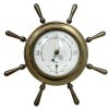 Vintage French Brass Metal Barometer Thermometer Weather Forecasting Instrument Hanging Wall Decorative circa 1970's