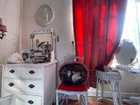 Antique French Swan Pair on Lake Hand Painted and Embroidered Brown Pink Satin Pillow Cushion Couch Bed Chair or Sofa circa 1910-20's