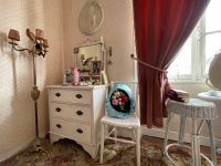 Vintage French 3D Rose Embellished Hand Made Satin Cased Fancy Round Cushion Pillow Cover Pillows Bed Chair Sofa circa 1980's