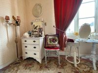 Vintage French Cross Stitch Rose Brown Satin Trim Pillow Case Cushion Cover Couch Bed Chair or Sofa circa 1930's