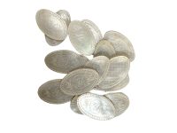 Antique Chinese Mother Of Pearl Oval Lotus Flower Monogram Initialed Gaming Chip SOLD INDIVIDUALLY Counters Tokens c1800-1850's