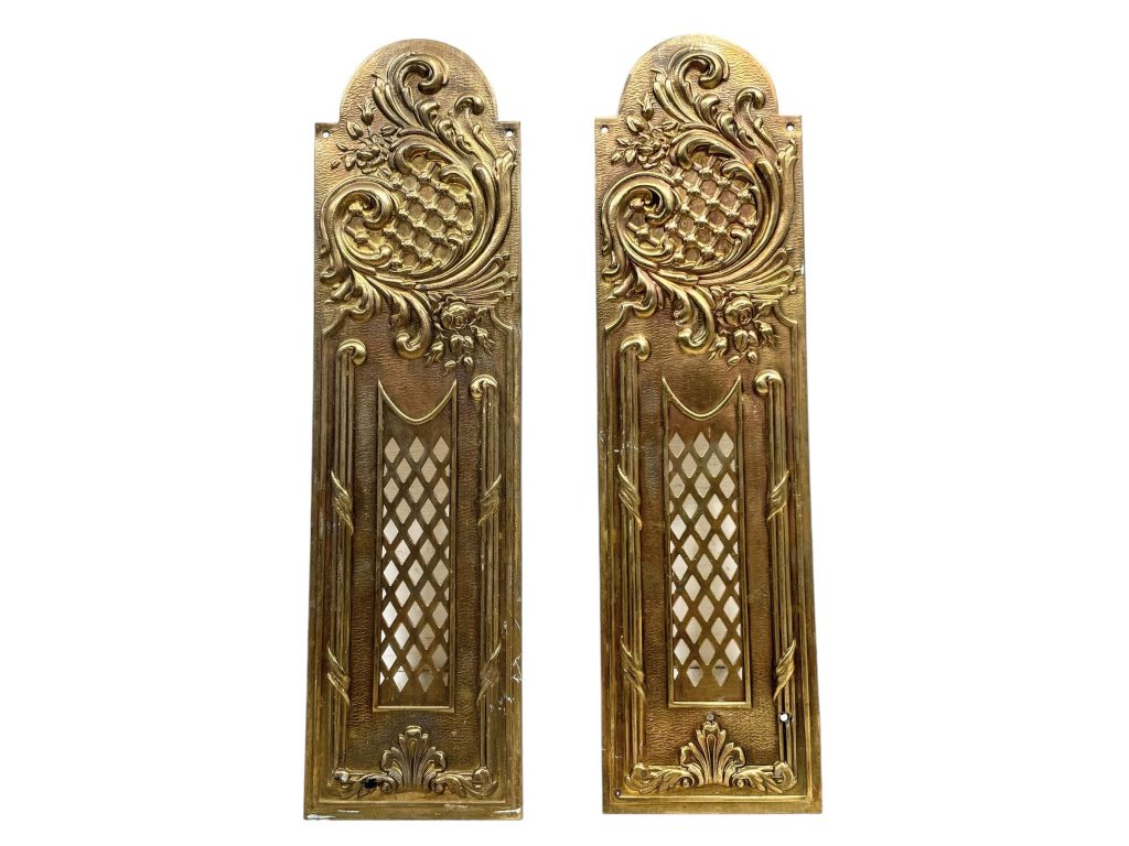 Vintage French Brass Finger Door Push Plates Decorative Fitting circa 1960-70’s