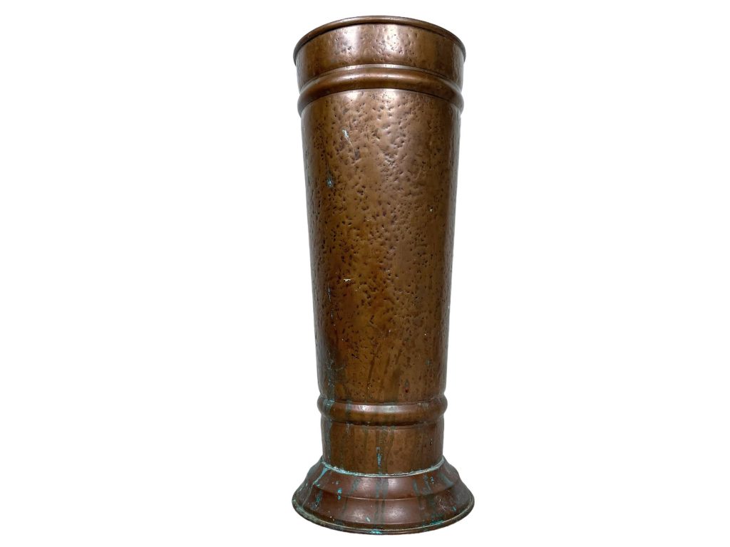 Vintage French Villedieu Tarnished Copper Metal Umbrella Walking Stick Stand Storage Pot Container Hallway Entryway Fireplace c1960's