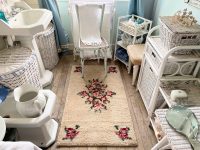 Vintage French Pink Beige Flower Rug Carpet Floor Covering Decor Display Prop France Tapis circa 1980's