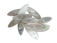 Antique Chinese Mother Of Pearl Tear Drop Lotus Flower Gaming Chip SOLD INDIVIDUALLY Counters Tokens Hand Engraved c1800-1850's