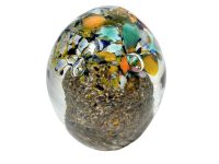 Vintage Italian Flowers in Sand Glass Paper Weight Paperweight Ornament circa 1970-80's