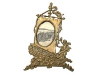Vintage French Brass Photo Frame Sail Sailing Ship Glass Fronted circa 1960-70's