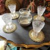 Vintage German Coasters Doilies Flower Decorated Gold Thread Ornate Table Dressing Viscose Tapestry Brocade circa 1970's