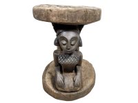 Alternative view of Vintage African Hand Carved Wooden Brown Wood Small Stool Chair Stand Display Foot Rest Plinth Seating c1970-80's