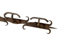 Alternative view of Vintage French Metal With Heavy Patina Coat Hook Coat Rack Hooks Storage Door Wall Hanging Industrial Set Of Three c1950-60's