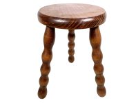 Vintage Stool French Wooden Wood Pot Stand Chair Seat Kitchen Table Round Seat Plant Rest Tabouret Plinth c1980-90's