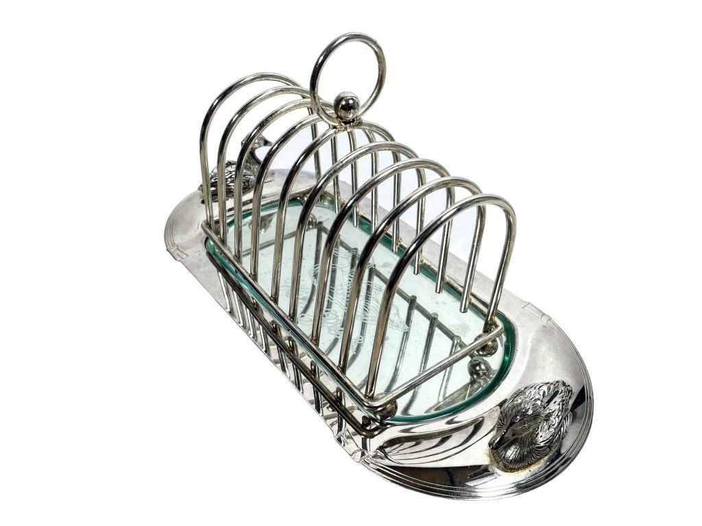 Vintage French Fois Gras Duck Pate Toast Rack Ornately Handled Glass Base Serving breakfast table letter stand display c1970/80’s