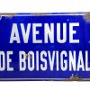 Vintage French Original Iron Enamel Street Sign Avenue de Boisvignal Street Metal Road Display Promotional c1950-60's