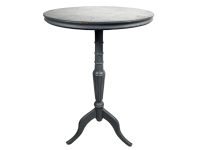 Vintage French Wooden Wood Grey Painted Small Low Side Table Plinth Stand Display Plant Pot Ornament Circular Tabouret c1960-70's