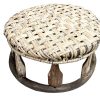 Vintage Asian Wickerwork Bamboo Canework Table Plant Stand Pedestal Holder Storage Plinth Cane Bamboo Tabouret c1970-80s