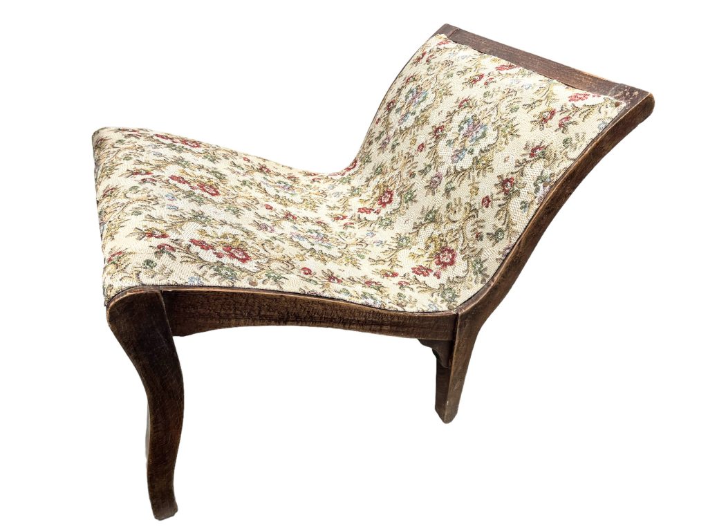 Vintage French Wooden Upholstered Fabric Larger Foot Footstool Rest Design Tabouret c1940-50’s