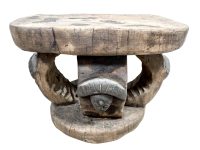 Vintage African Hand Carved Wooden Brown Wood Small Stool Chair Stand Display Foot Rest Plinth Seating c1960-70's