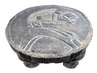 Vintage African Hand Carved Wooden Brown Wood Small Stool Chair Stand Display Foot Rest Plinth Seating c1960-70's