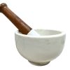 Vintage French Ironstone Ceramic Mortar Pestle Dish Bowl Mixing Grinding circa 1950-1950's
