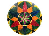 Vintage French Painted Table Top Circular Circle Wall Decor Wooden Wood circa 1970-80's