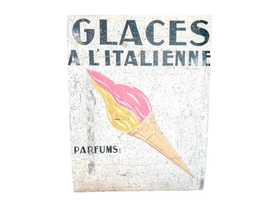 Vintage French Large Italian Ice Cream Glaces A L’Italienne Parlour Bar Metal Sign External circa 1970-80’s