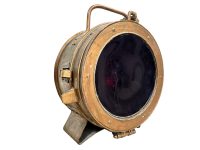 Alternative view of Vintage French Boat Ship Spotlight Red Blue Light Lamp Large Heavy Iron Metal Electrical Electronics circa 1950's