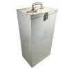 Vintage French Tall Grey Metal Lockable Cabinet Box Storage Chest Tools Luggage circa 1970-80's