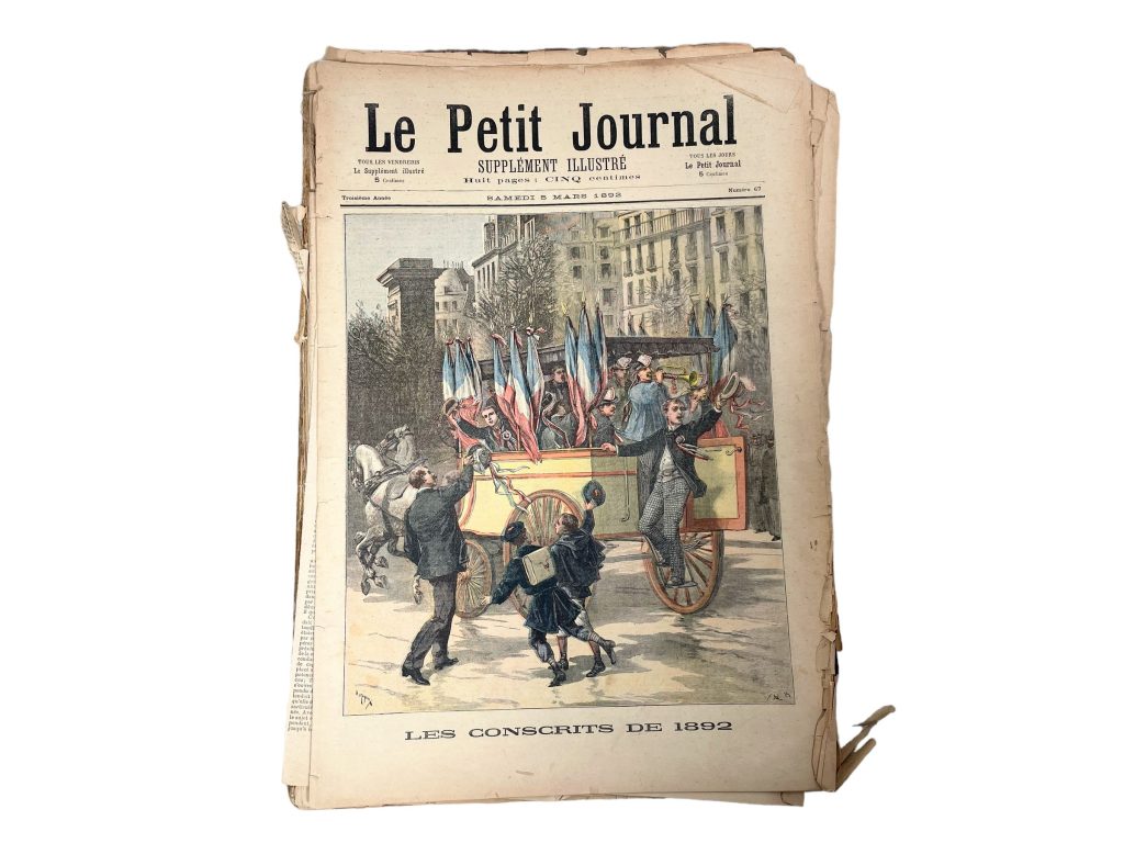Antique French Job Lot Le Petit Journal Newspaper Supplement Illustre Number 67 to 109 Illustrations 8 Pages Per Edition Year 1892