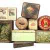 Vintage Antique French Collection Job Lot Of Nine 9 Larger Storage Tins Tin Mixed circa 1920-70's
