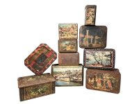 Vintage English French Collection Job Lot Of Ten 10 Larger Storage Tins Tin Mixed circa 1950-70's