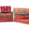 Vintage English French Collection Job Lot Of Four 4 Red Chest Storage Tins Tin Mixed circa 1950-80's