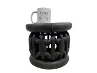 Alternative view of Vintage African Hand Carved Wooden Brown Wood Small Stool Lizard Chair Stand Display Foot Rest Plinth Seating c1970-80's