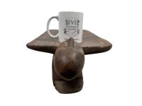 Alternative view of Vintage African Hand Carved Wooden Brown Wood Small Stool Handled Chair Stand Display Foot Rest Plinth Seating c1970-80's