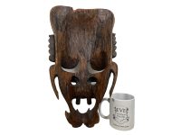 Alternative view of Vintage African Wall Decor Wooden Bust Mask Wall Decor Carved Statue Carving Sculpture Wood Tribal Art c1970-80's