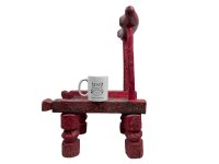 Alternative view of Vintage African Chair Stool Small Wooden Chunky Side Table Stand Flower Pot Display Home Made Painted circa 1970-80's