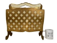 Alternative view of Vintage Italian Florentine Florence Gold Wood Ornately Decorated Magazine Newspaper Holder Decoration c1940-50's