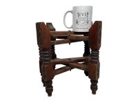 Alternative view of Vintage Moroccan Wooden Folding Tray Wooden Small Stand Legs Table Display Serving Arabian Decor circa 1970-80's