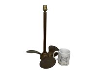 Alternative view of Vintage French Bedside Table Copper Metal Electric Lamp Engine Ship Propeller Light circa 1940-50's