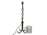 Alternative view of Vintage French Bedside Table Rusty Metal Electric Lamp Brutalist Style Chain Grappling Butcher Hook Light circa 1930-40's