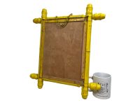 Alternative view of Vintage French Bamboo Look Yellow Painted Wood Wooden Framed Mirror Dressing Table Bathroom Conservatory Bedroom Boudoir c1950-60's
