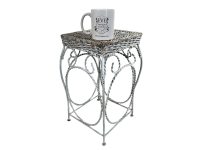 Alternative view of Vintage French Plinth Stand Table Wicker Rattan Woven Display Seating Conservatory Prop Grey Plant Pot Stand Tabouret c1960-70's