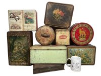 Alternative view of Vintage Antique French Collection Job Lot Of Nine 9 Larger Storage Tins Tin Mixed circa 1920-70's