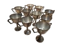 Alternative view of Vintage English Silver Plated Engraved Rugby Beef Stock Trophy Cup Collection Job Lot Of Ten Prizes Awards c1980s